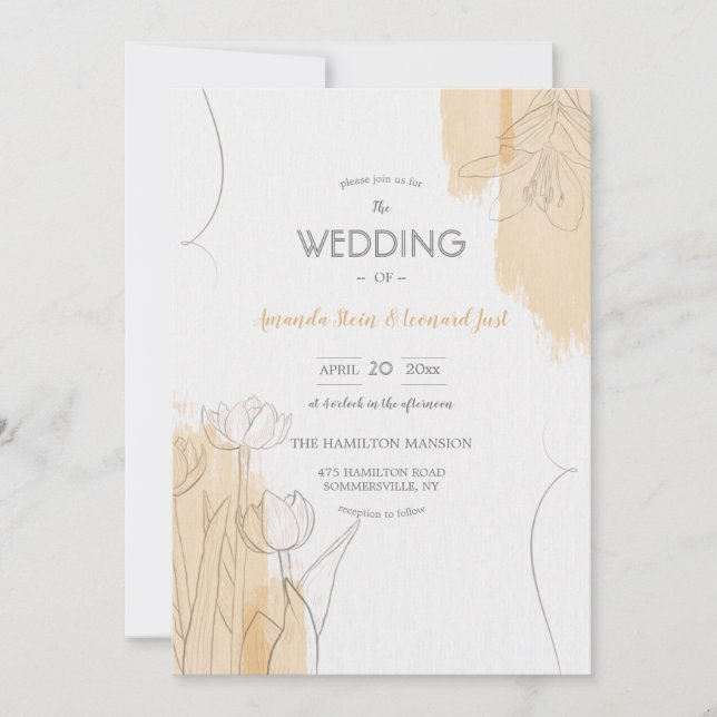 Floral Minimalist Watercolor Wedding Invitation (Front)
