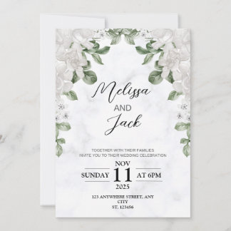 Floral Minimalist Wedding Invitation 