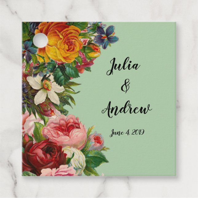 Floral Mint Favour Tags (Front)
