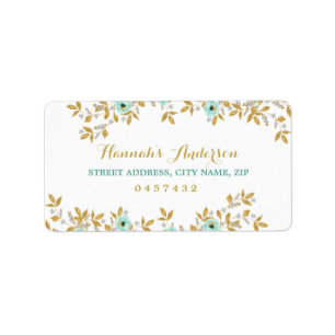Floral Mint Gold Address Labels