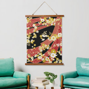 Floral Mix Kimono Pattern Hanging Tapestry