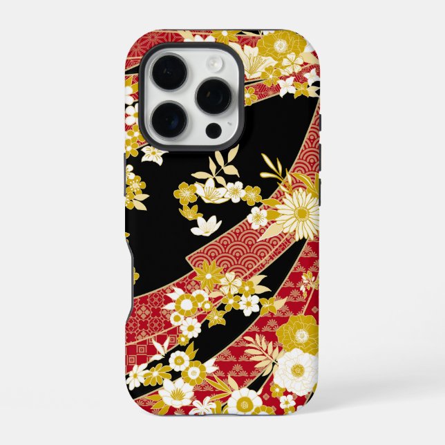 Floral Mix Kimono Pattern iPhone Case (Back)