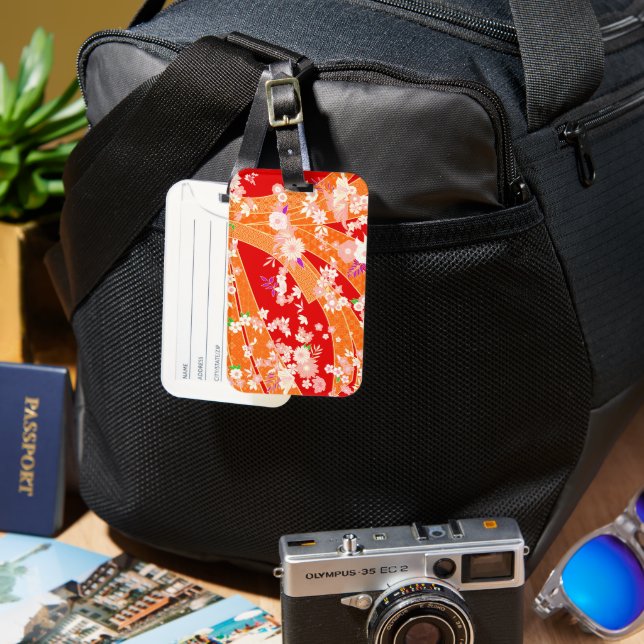 Floral Mix Kimono Pattern Spring Luggage Tag (Front & Back)