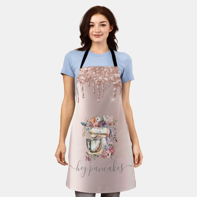 Floral Mixer Glitter Drips Rose Gold  Apron (Worn)