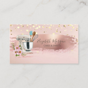 Floral Mixer,Gold Confetti, Brush Stroke Business Card