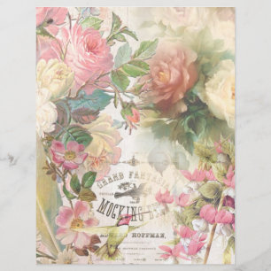 Floral Mockingbird Script Scrapbook Paper