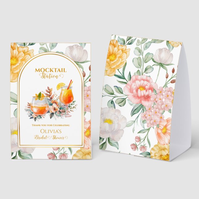 Floral Mocktail Station Bridal Shower Drink Bar (Front/Back)
