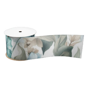 Floral modern blue girly elegant stylish satin ribbon