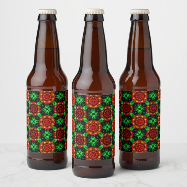 Floral Modern Boho Elegant Abstract Pattern #504 Beer Bottle Label (Bottles)