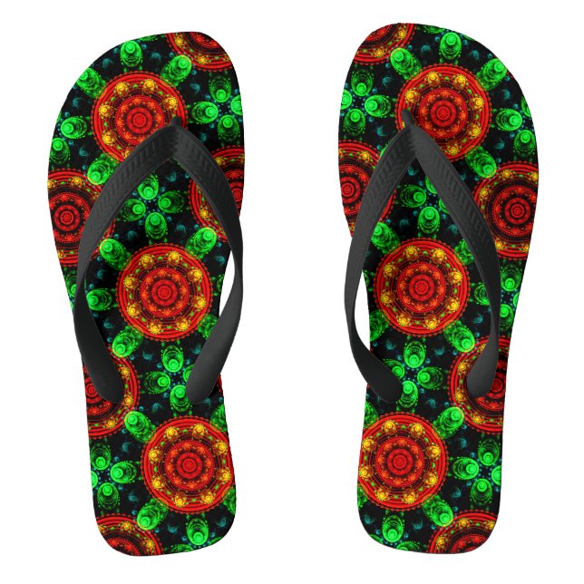 Floral Modern Boho Elegant Abstract Pattern #504 Flip Flops (Footbed)