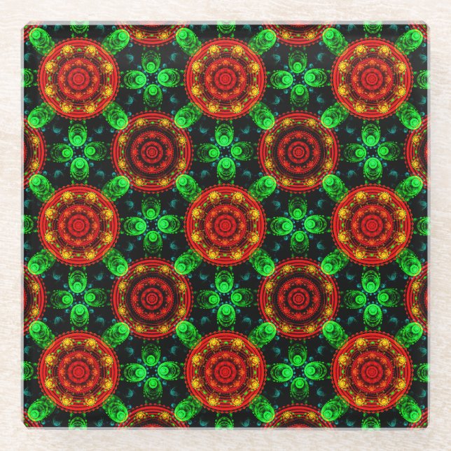 Floral Modern Boho Elegant Abstract Pattern #504 Glass Coaster (Front)