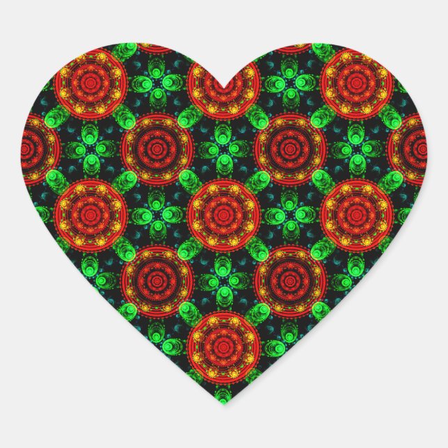 Floral Modern Boho Elegant Abstract Pattern #504 Heart Sticker (Front)