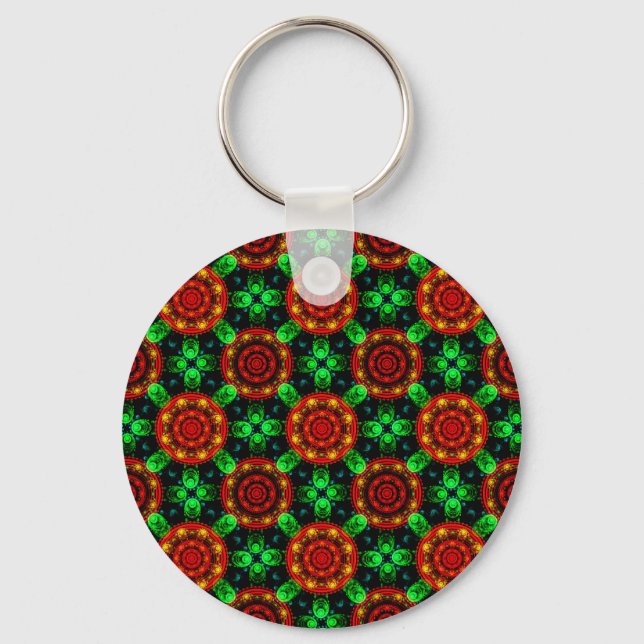 Floral Modern Boho Elegant Abstract Pattern #504 Key Ring (Front)
