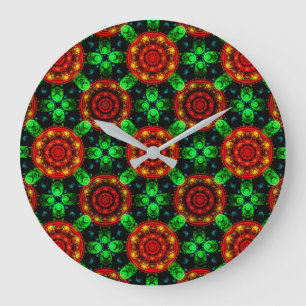 Floral Modern Boho Elegant Abstract Pattern #504 Large Clock