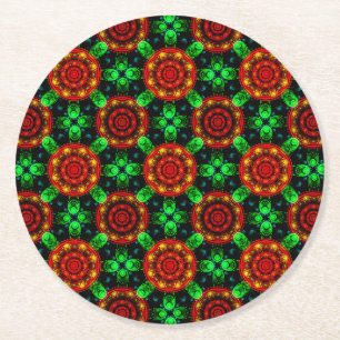 Floral Modern Boho Elegant Abstract Pattern #504 Round Paper Coaster
