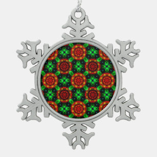 Floral Modern Boho Elegant Abstract Pattern #504 Snowflake Pewter Christmas Ornament