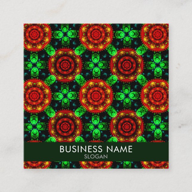 Floral Modern Boho Elegant Abstract Pattern #504 Square Business Card (Front)