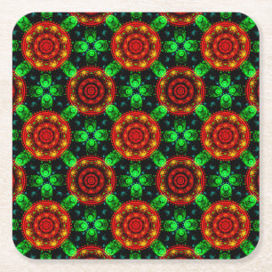 Floral Modern Boho Elegant Abstract Pattern #504 Square Paper Coaster