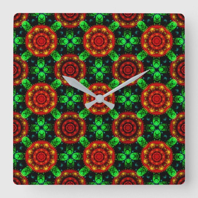 Floral Modern Boho Elegant Abstract Pattern #504 Square Wall Clock (Front)