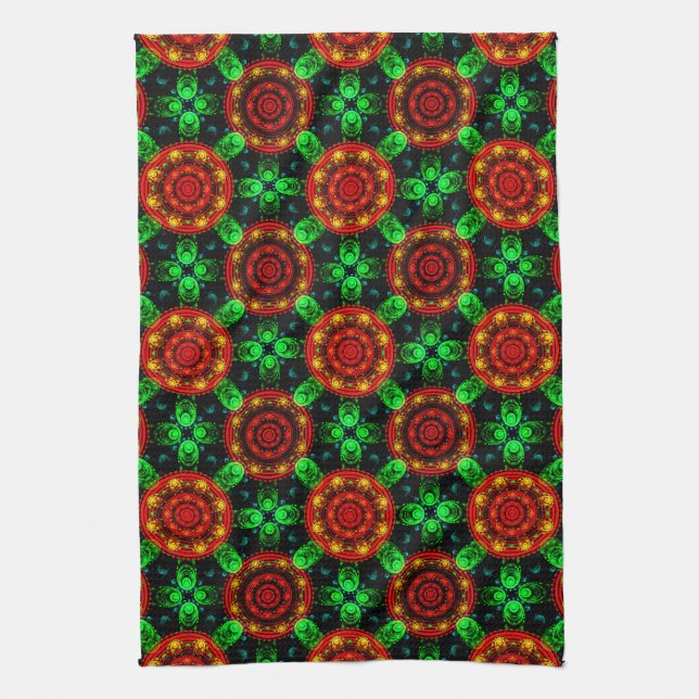 Floral Modern Boho Elegant Abstract Pattern #504 Tea Towel (Vertical)