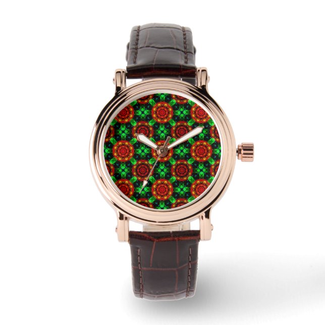 Floral Modern Boho Elegant Abstract Pattern #504 Watch (Front)