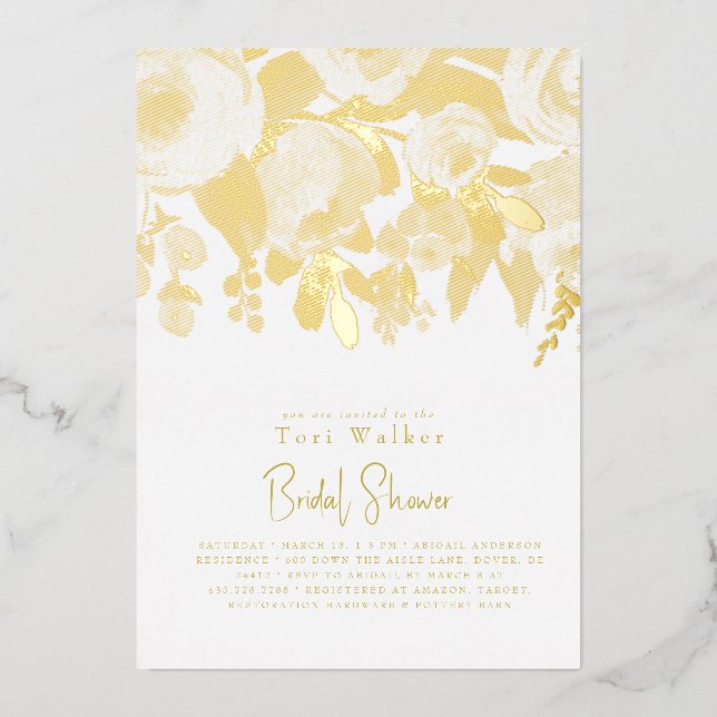 Floral Modern Bridal Shower Gold (Front)