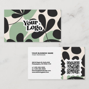 Floral Modern Business Card – Qr code & logo