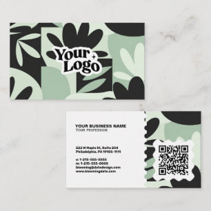 Floral Modern Business Card – Qr code & logo