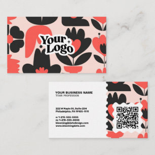 Floral Modern Business Card – Qr code & logo
