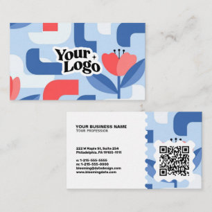 Floral Modern Business Card – Qr code & logo