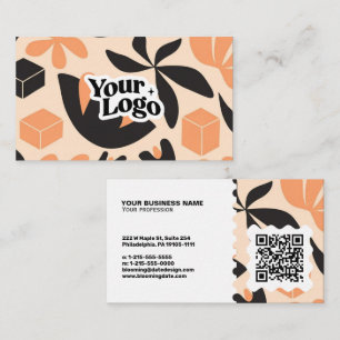 Floral Modern Business Card – Qr code & logo