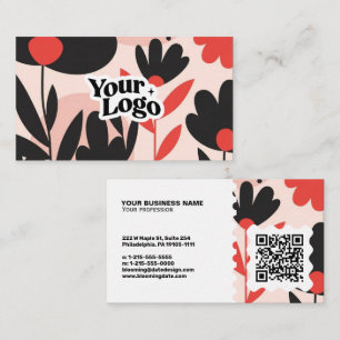Floral Modern Business Card – Qr code & logo