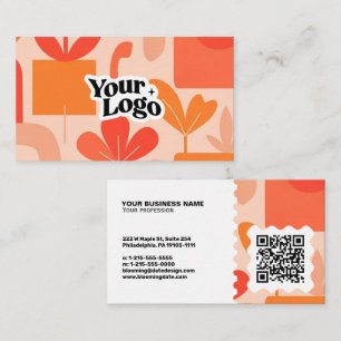 Floral Modern Business Card – Qr code & logo