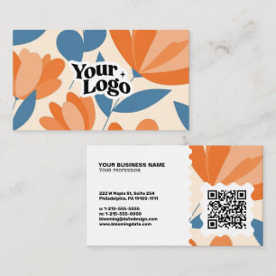 Floral Modern Business Card – Qr code & logo