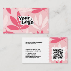 Floral Modern Business Card – Qr code & logo