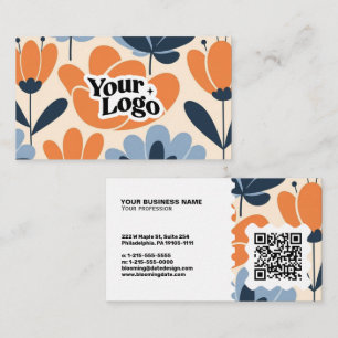Floral Modern Business Card – Qr code & logo