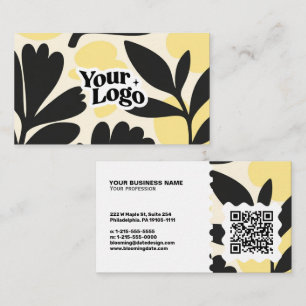 Floral Modern Business Card – Qr code & logo