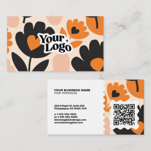 Floral Modern Business Card – Qr code & logo