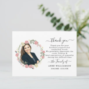 Floral Modern Chic Funeral Thank You Card