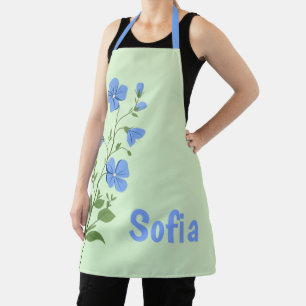 Floral modern daisy blue girly elegant stylish can apron