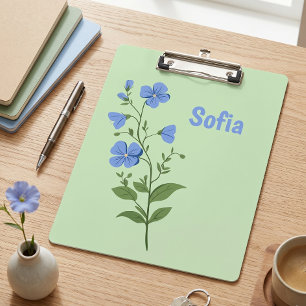 Floral modern daisy blue girly elegant stylish cli clipboard