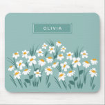 Floral modern daisy blue girly elegant stylish mouse mat<br><div class="desc">Floral modern daisy blue girly elegant stylish design personalised design.</div>