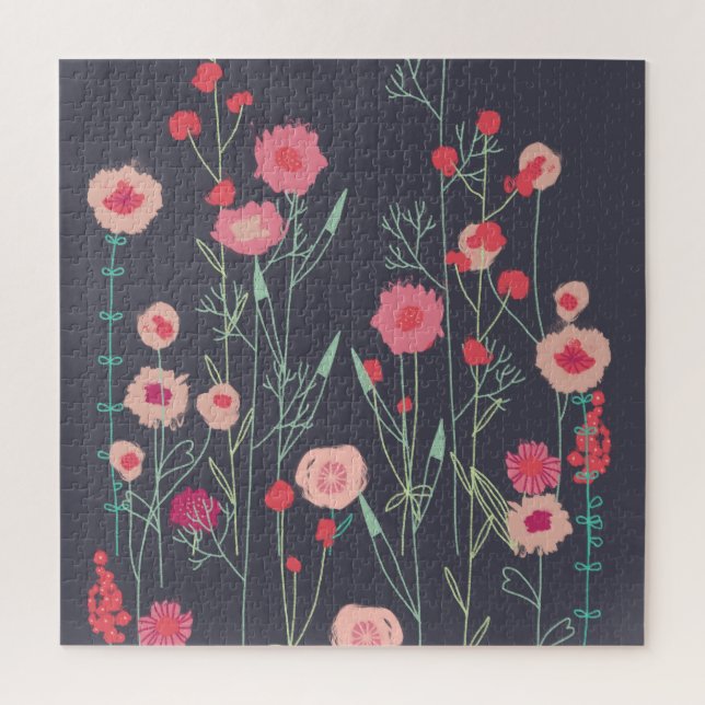 Floral Modern Dark Jigsaw Puzzle (Vertical)