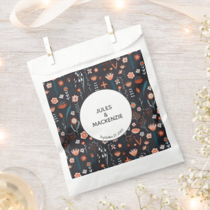 Floral Modern Dark Simple Wedding Favour Bags