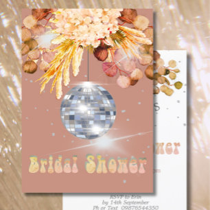 Floral Modern Disco Ball Bridal Shower Invitation