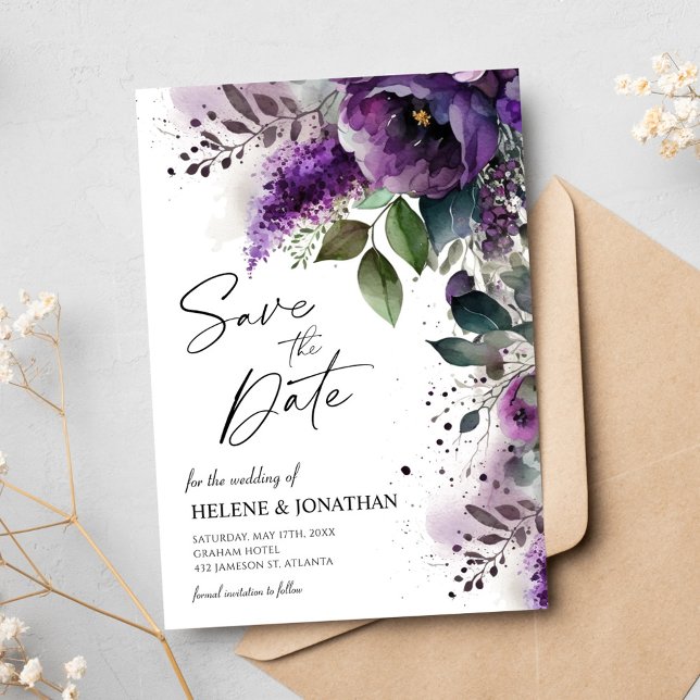 Floral Modern Elegant Botanical Garden Wedding Save The Date (Floral Modern Elegant Botanical Garden Wedding Save The Date)
