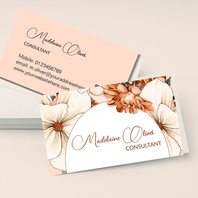 Floral Modern Elegant Feminine QR Code Gold   Business Card (Creator Uploaded)