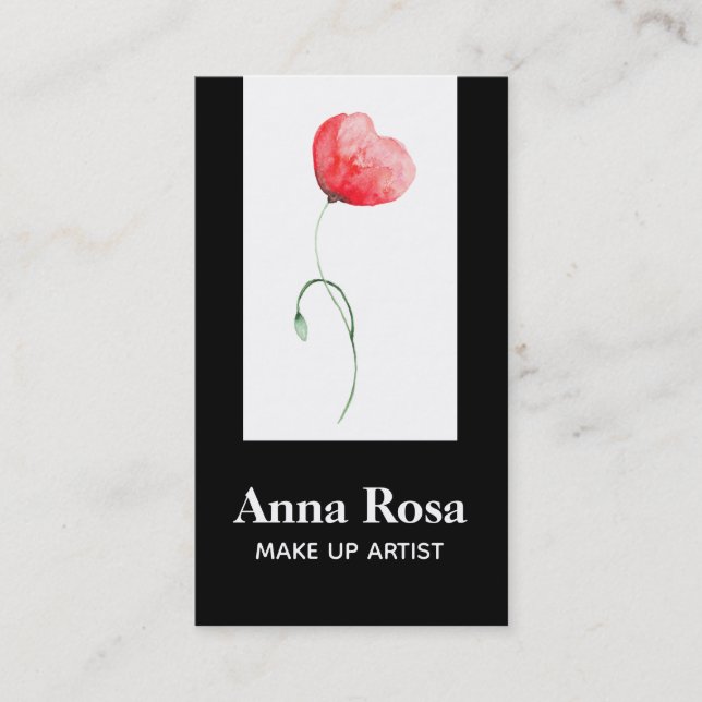 *~* Floral Modern Elegant Red Poppy Feminine Chic Business Card (Front)