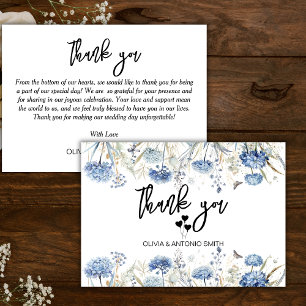 Floral Modern Elegant Simple White Wedding Thank You Card