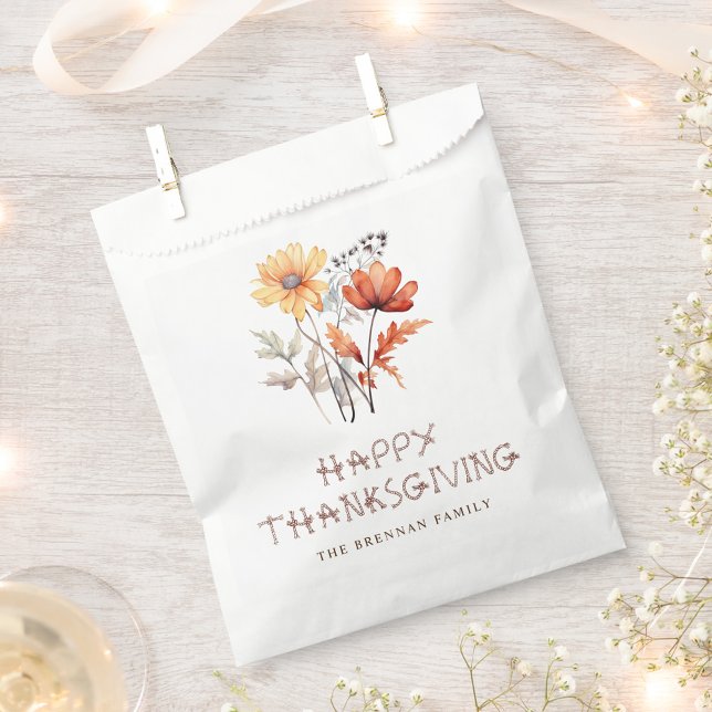  Floral Modern Friendsgiving Thanksgiving Party Favour Bags (Floral Modern Friendsgiving Thanksgiving Party Favor Bag)